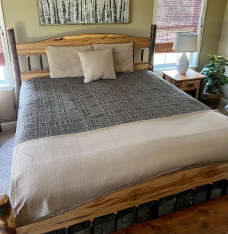 ABIGAIL'S WEAVE BLACK/LINEN TWIN BED COVER